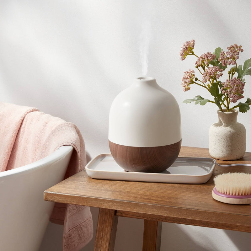 White Top and Woodgrain Base 300ml Large Diffuser - Threshold