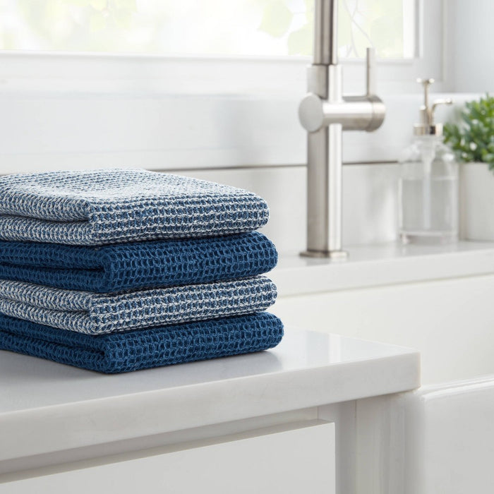 4pk Cotton Waffle Dishcloths Blue - Threshold