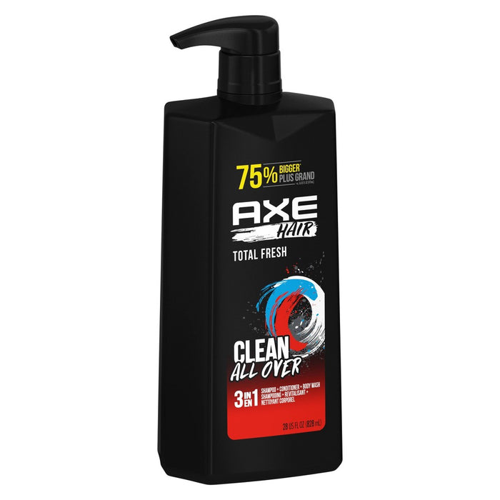 Axe Clean Fresh 3-in-1 Body Wash + Shampoo + Conditioners - 28 fl oz