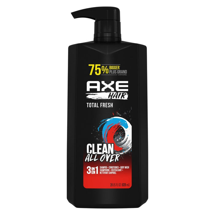Axe Clean Fresh 3-in-1 Body Wash + Shampoo + Conditioners - 28 fl oz