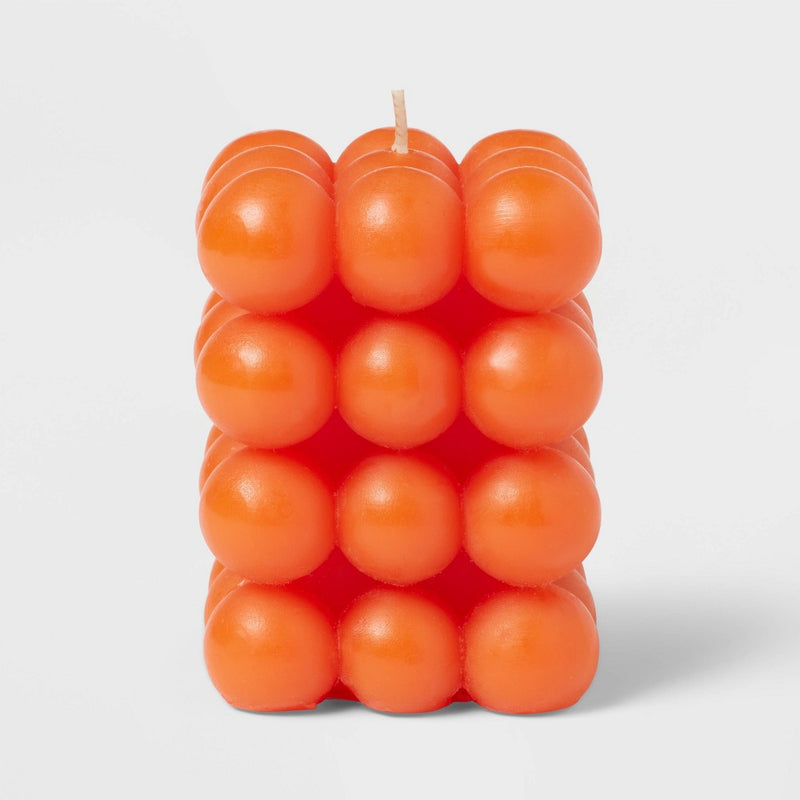 3.5" Unscented Bubble Sculpture Candle Wild Orange 12oz - Opalhouse