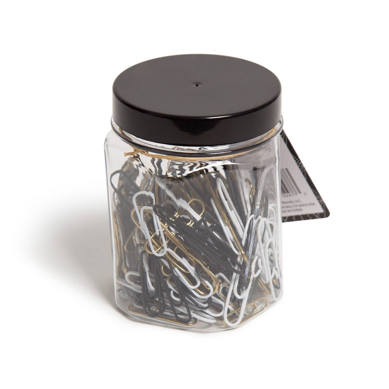 U Brands 280ct Paper Clips in Mason Jar Black/White/Gold