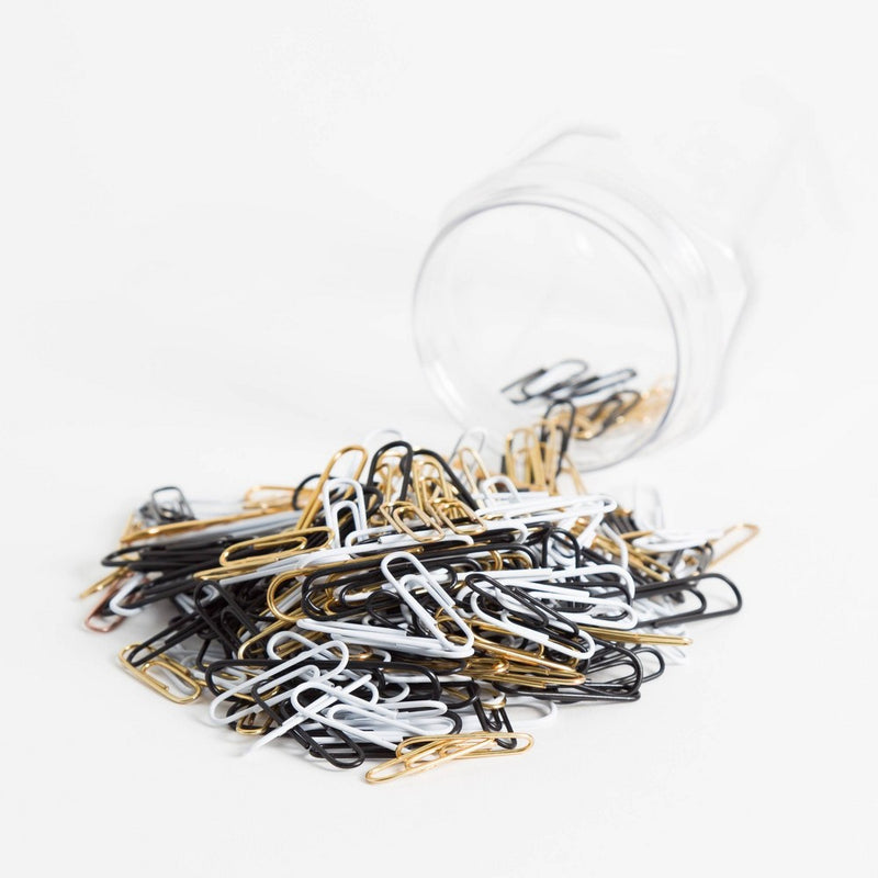 U Brands 280ct Paper Clips in Mason Jar Black/White/Gold