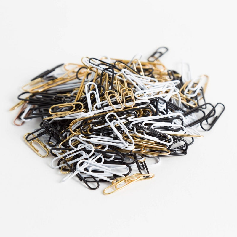 U Brands 280ct Paper Clips in Mason Jar Black/White/Gold