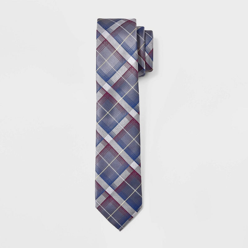 Men's Plaid Neck Tie - Goodfellow & Co Gray One Size