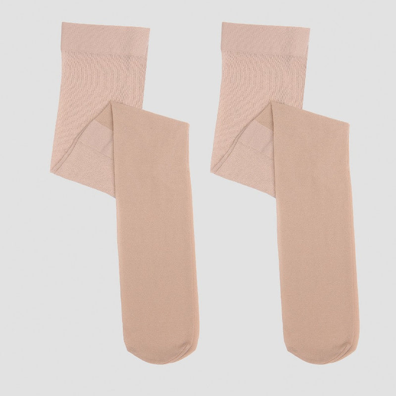 Girls' High Waisted 2pk Pantyhose - Cat & Jack Beige 7-10
