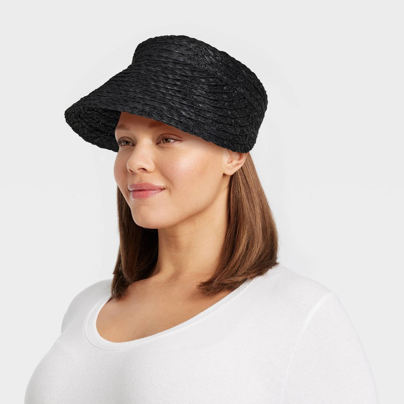Straw Visor Hat - A New Day Black