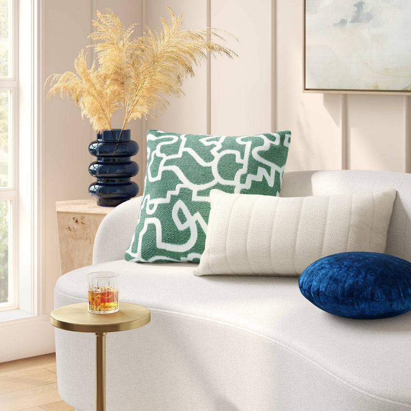 Lustrous Velvet Round Throw Pillow Navy Blue - Threshold