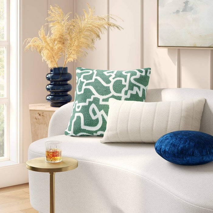 Lustrous Velvet Round Throw Pillow Navy Blue - Threshold