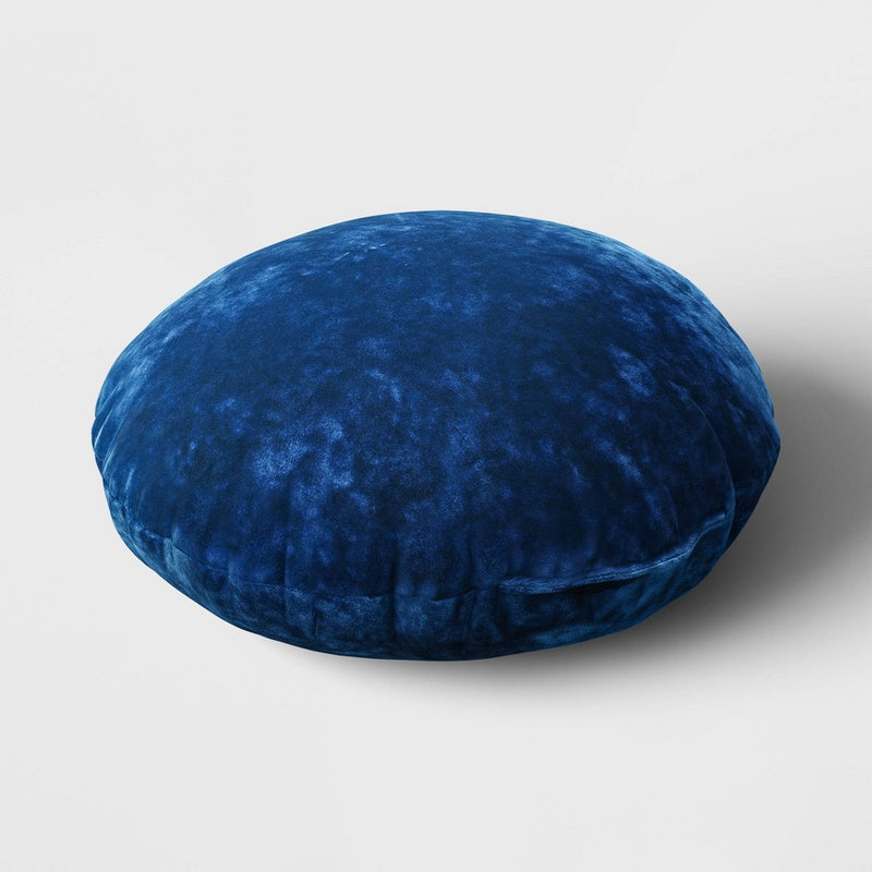 Lustrous Velvet Round Throw Pillow Navy Blue - Threshold