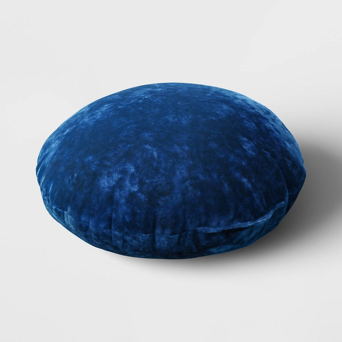 Lustrous Velvet Round Throw Pillow Navy Blue - Threshold