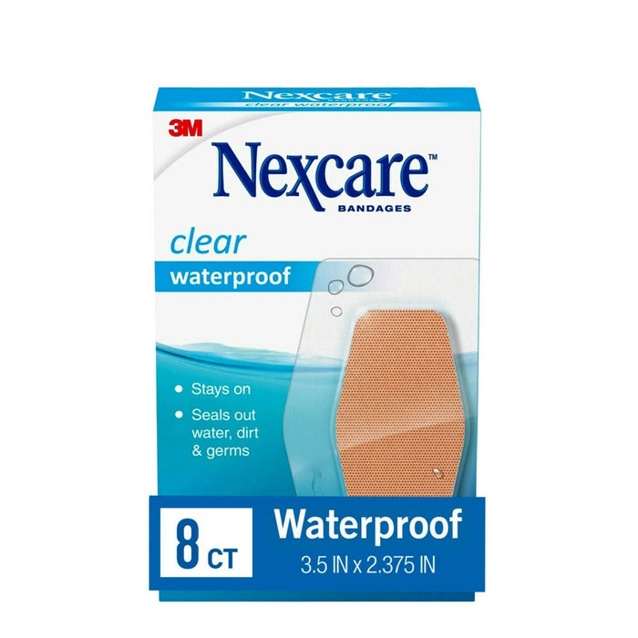 Nexcare Waterproof Bandages Knee and Elbow, Clear, 2 3/8 in x 3 1/2 in, 8 ct.