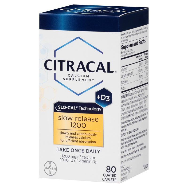 Citracal Calcium & Vitamin D3 Slow Release Calcium Dietary Supplement Tablets - 80ct