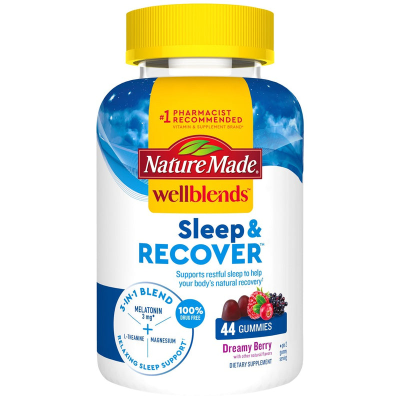 Nature Made Wellblends Sleep and Recover Sleep Aid Gummies with Melatonin, L theanine and Magnesium - 44ct