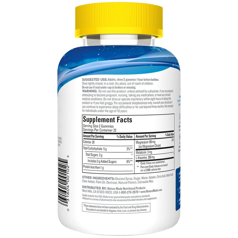 Nature Made Wellblends Sleep and Recover Sleep Aid Gummies with Melatonin, L theanine and Magnesium - 44ct