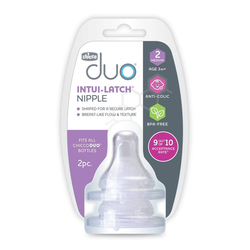 Chicco 2pk Duo Bottle Nipples Stage 2 Medium Flow - 3 Months+