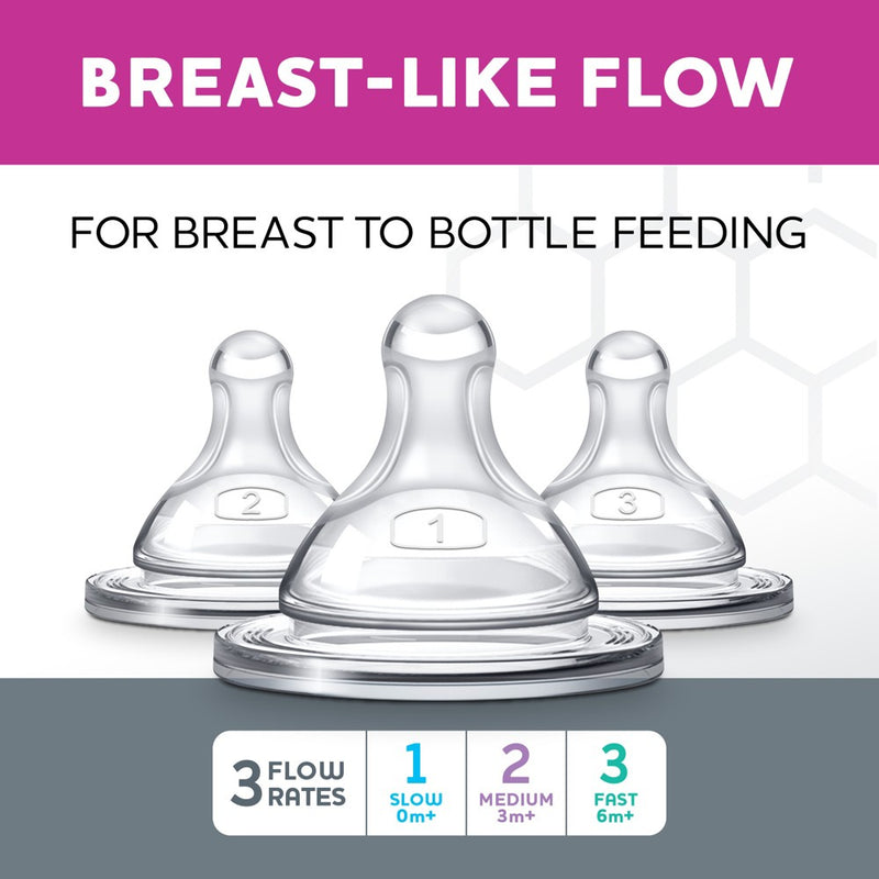 Chicco 2pk Duo Bottle Nipples Stage 2 Medium Flow - 3 Months+