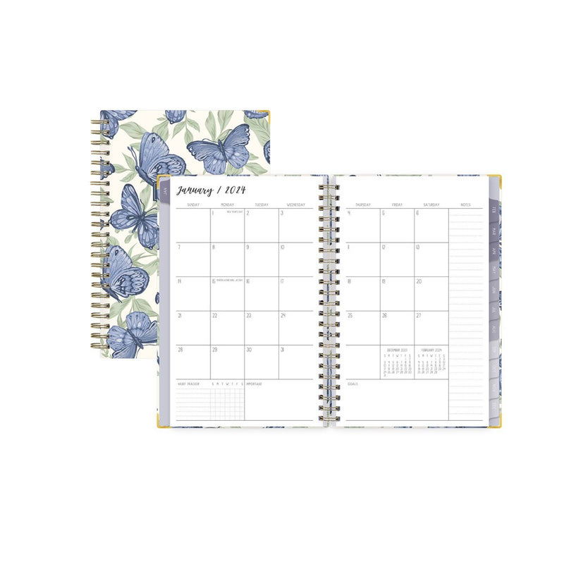 Ivory Paper Co 2024 Planner 8"x5" Weekly/Monthly Wirebound Mariposas