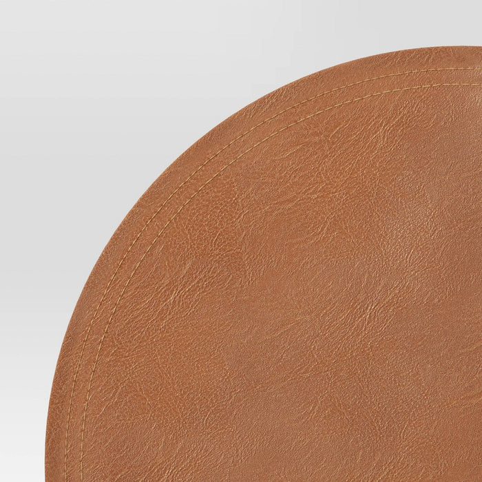 15" Round Faux Leather Decorative Charger Brown - Threshold