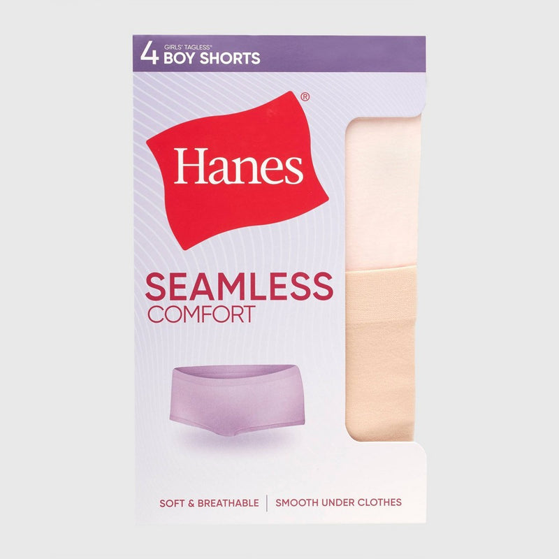 Hanes Girls' 4pk Seamless Boyshorts - Colors May Vary M