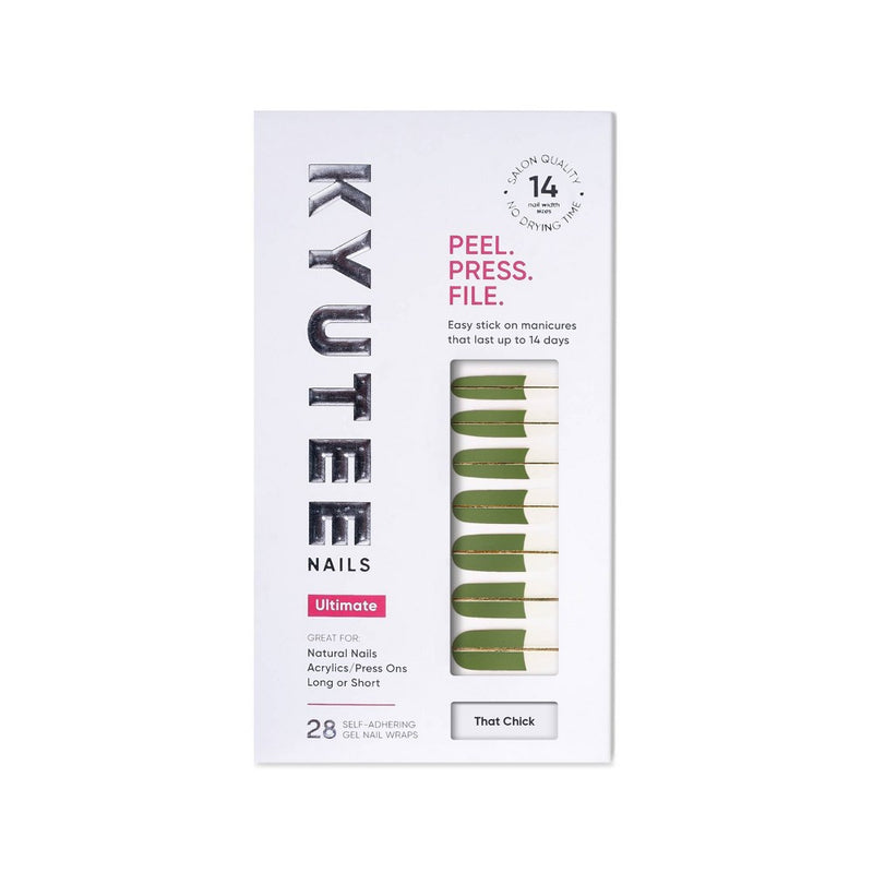 Kyutee Nails Peel. Press. File. Instant Gel Polish Manicure - That Chick - 28pc