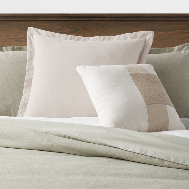 Euro Cotton Linen Blend Chambray Decorative Throw Pillow Natural - Threshold (LOCAL PICKUP ONLY)