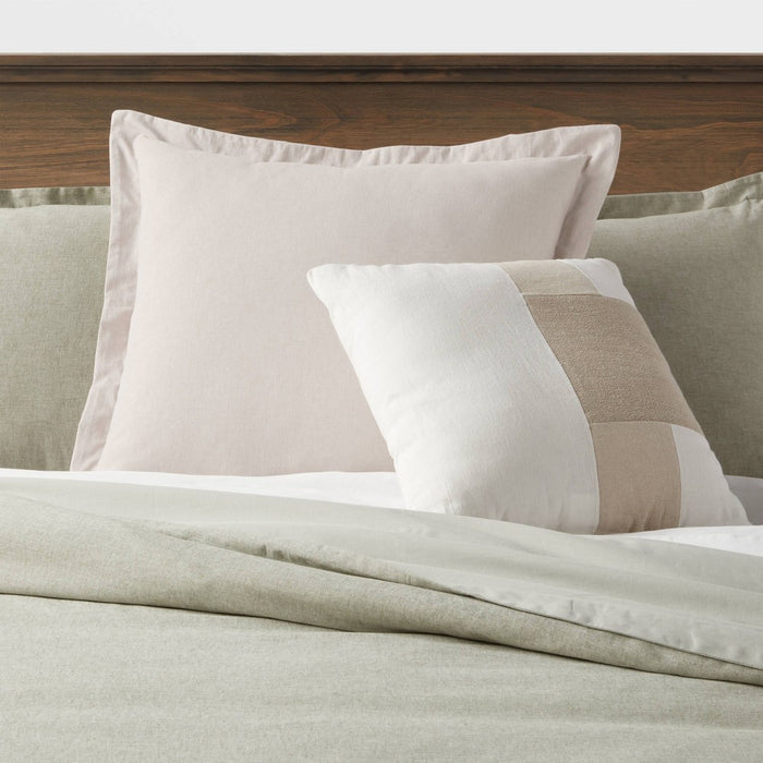 Euro Cotton Linen Blend Chambray Decorative Throw Pillow Natural - Threshold