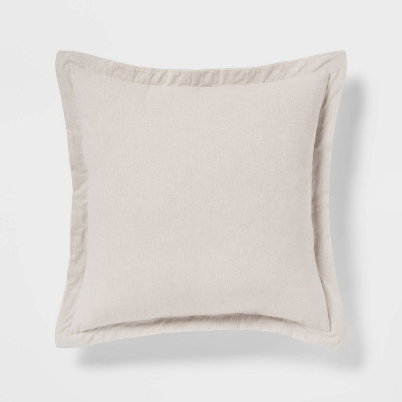 Euro Cotton Linen Blend Chambray Decorative Throw Pillow Natural - Threshold (LOCAL PICKUP ONLY)