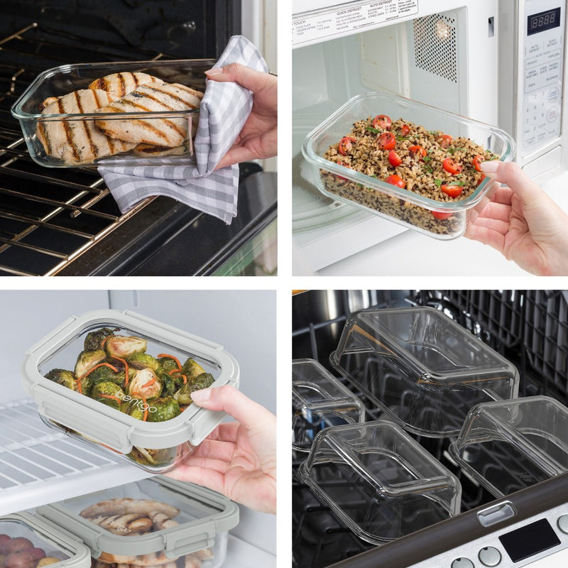 Bentgo 2pc 4.4c Glass 2 Compartment Meal Prep Container Coastal