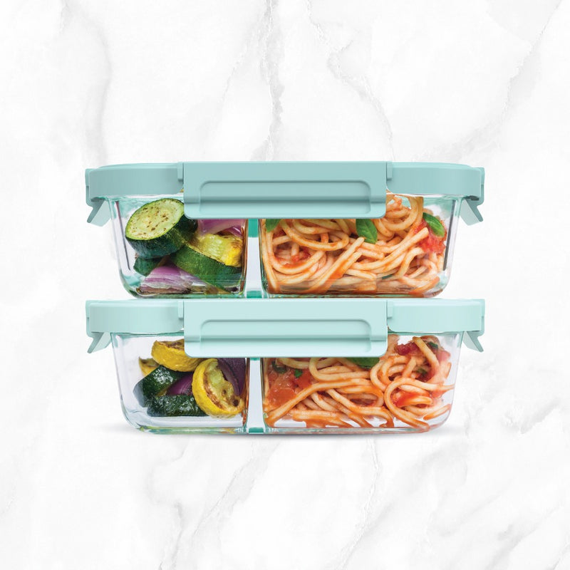 Bentgo 2pc 4.4c Glass 2 Compartment Meal Prep Container Coastal