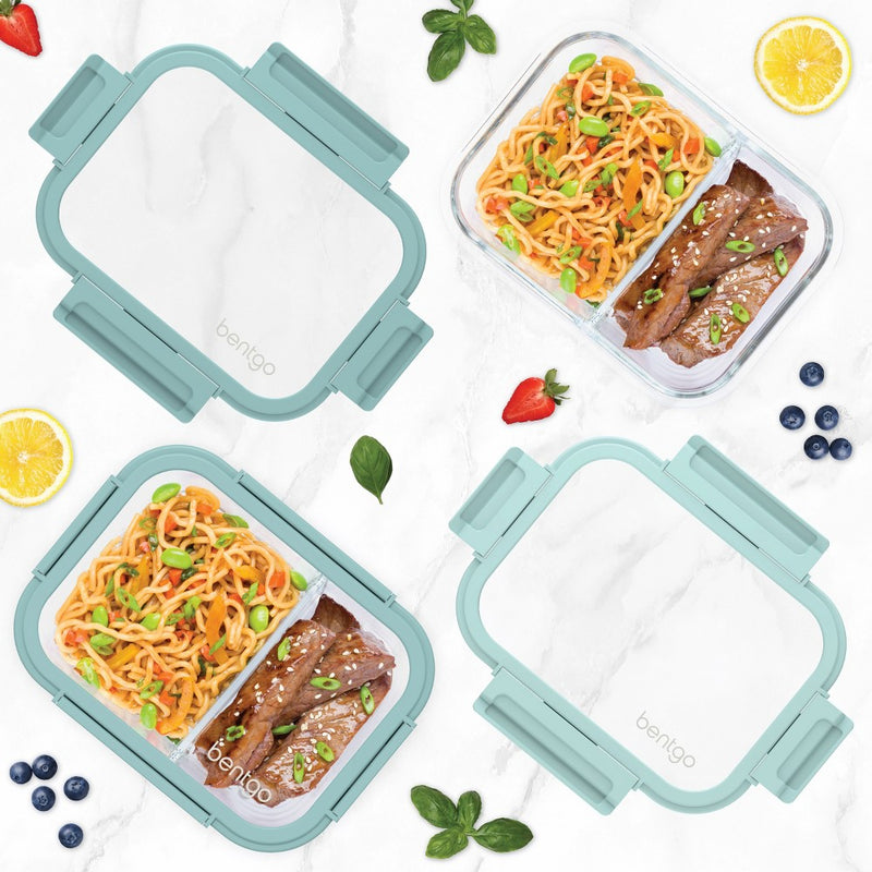 Bentgo 2pc 4.4c Glass 2 Compartment Meal Prep Container Coastal