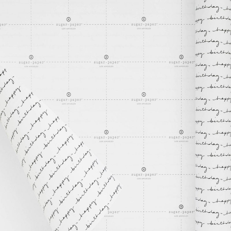 White/Black Happy Birthday Script Wrapping Paper - Sugar Paper + Target (LOCAL PICKUP ONLY)