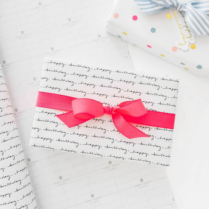 White/Black Happy Birthday Script Wrapping Paper - Sugar Paper + Target (LOCAL PICKUP ONLY)