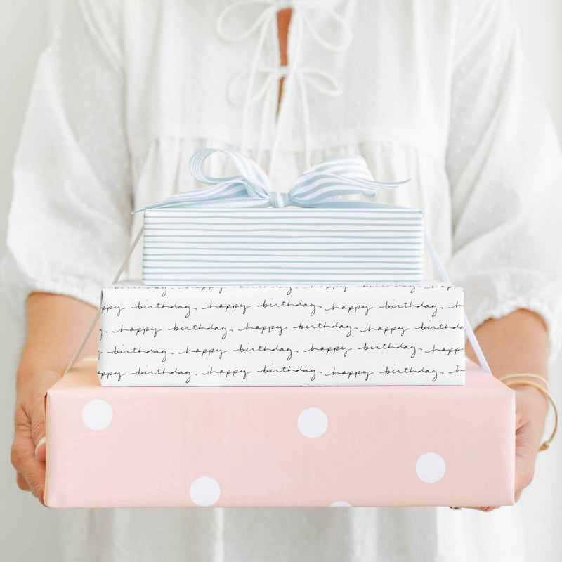 White/Black Happy Birthday Script Wrapping Paper - Sugar Paper + Target (LOCAL PICKUP ONLY)