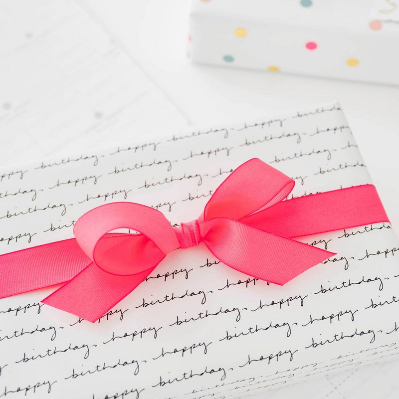 White/Black Happy Birthday Script Wrapping Paper - Sugar Paper + Target (LOCAL PICKUP ONLY)