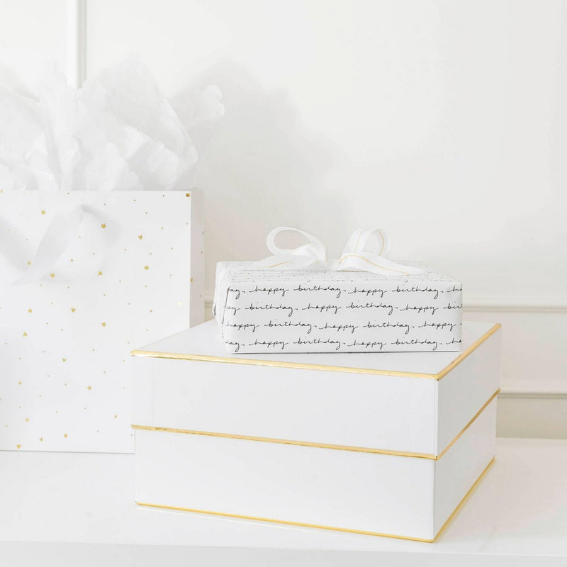 White/Black Happy Birthday Script Wrapping Paper - Sugar Paper + Target (LOCAL PICKUP ONLY)