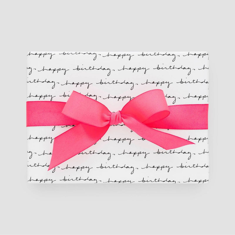 White/Black Happy Birthday Script Wrapping Paper - Sugar Paper + Target (LOCAL PICKUP ONLY)
