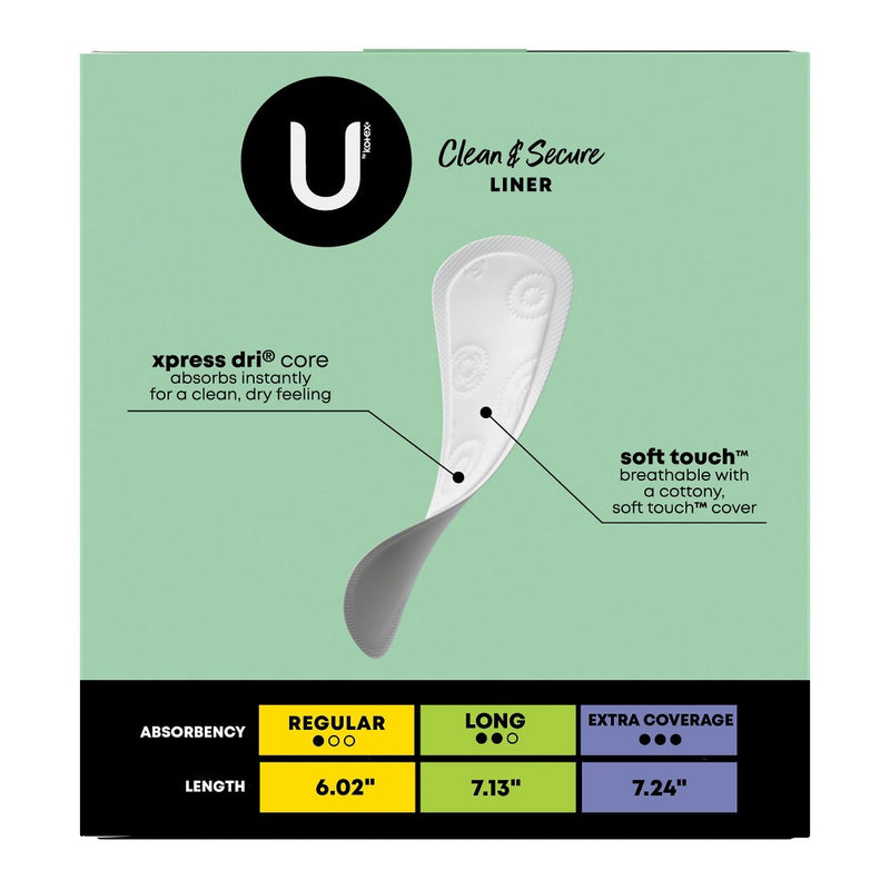 U by Kotex Clean & Secure Fragrance Free Panty Liners - Light Absorbency - 96ct