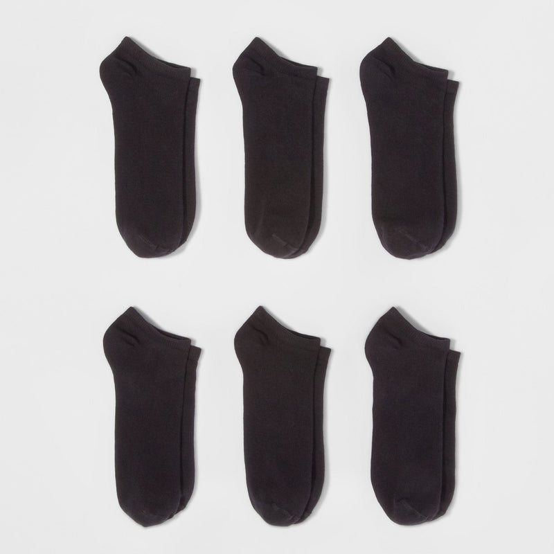 Women's 6pk Low-Cut Socks - A New Day Black One Size