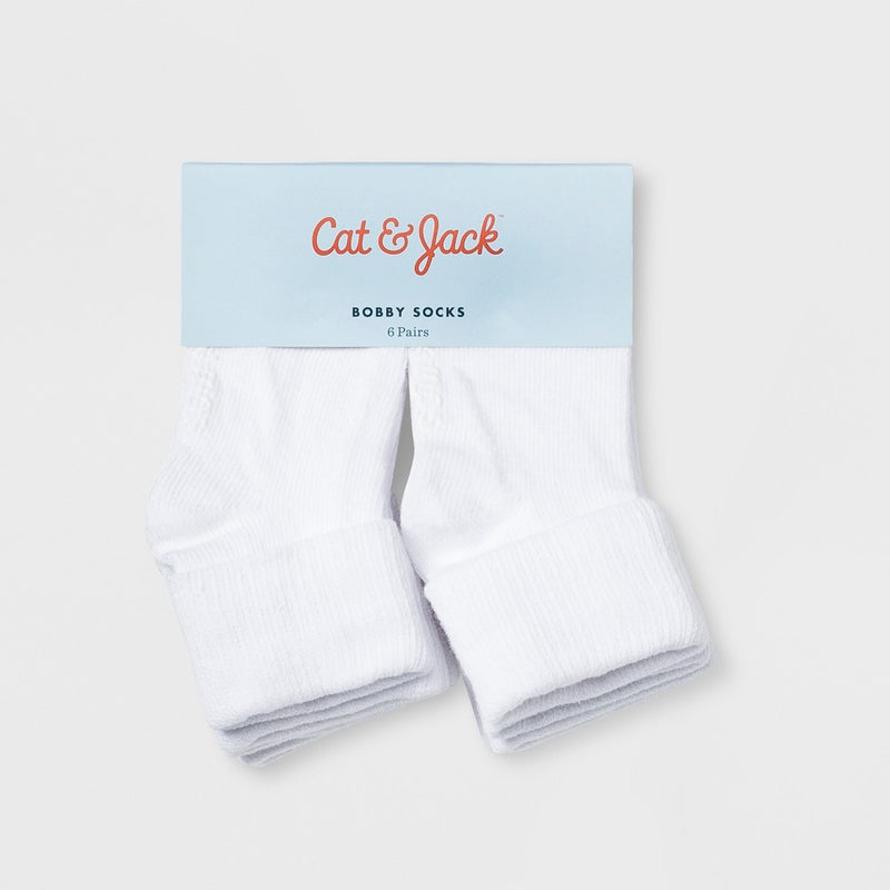 Baby 6pk Turn Cuff Socks - Cat & Jack White 6-12M