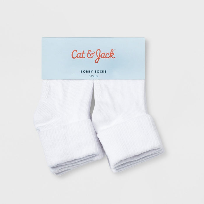 Baby 6pk Turn Cuff Socks - Cat & Jack White 6-12M