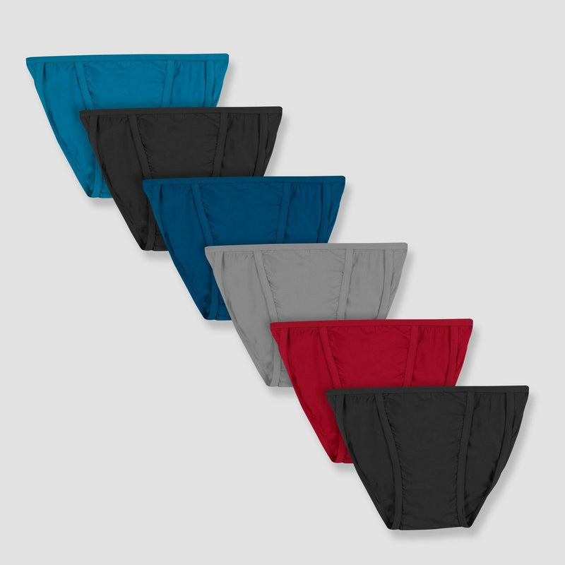 Hanes Premium Men's String Bikini Underwear 6pk - Black/Blue/Red M