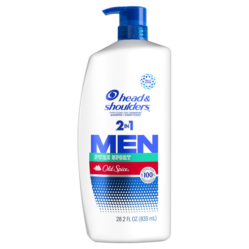Head & Shoulders Men's 2-in-1 Shampoo and Conditioner, Anti-Dandruff Treatment, Old Spice Pure Sport for Daily Use, Paraben-Free - 28.2 fl oz