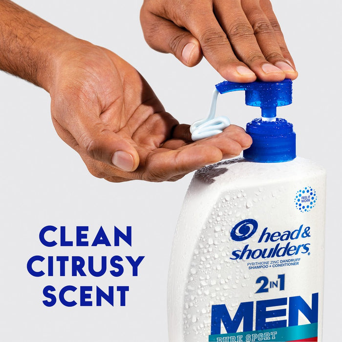 Head & Shoulders Men's 2-in-1 Shampoo and Conditioner, Anti-Dandruff Treatment, Old Spice Pure Sport for Daily Use, Paraben-Free - 28.2 fl oz
