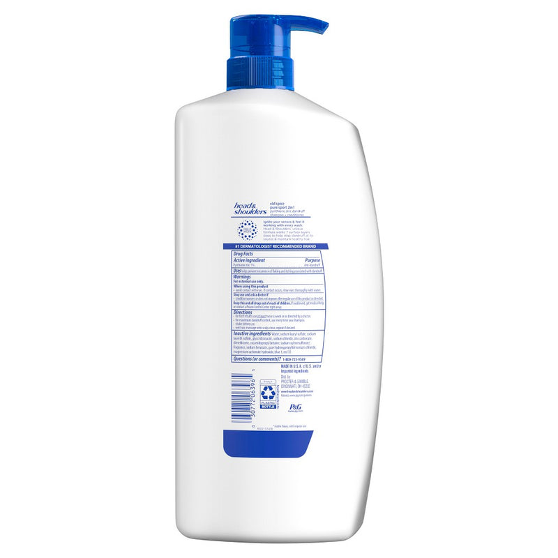 Head & Shoulders Men's 2-in-1 Shampoo and Conditioner, Anti-Dandruff Treatment, Old Spice Pure Sport for Daily Use, Paraben-Free - 28.2 fl oz