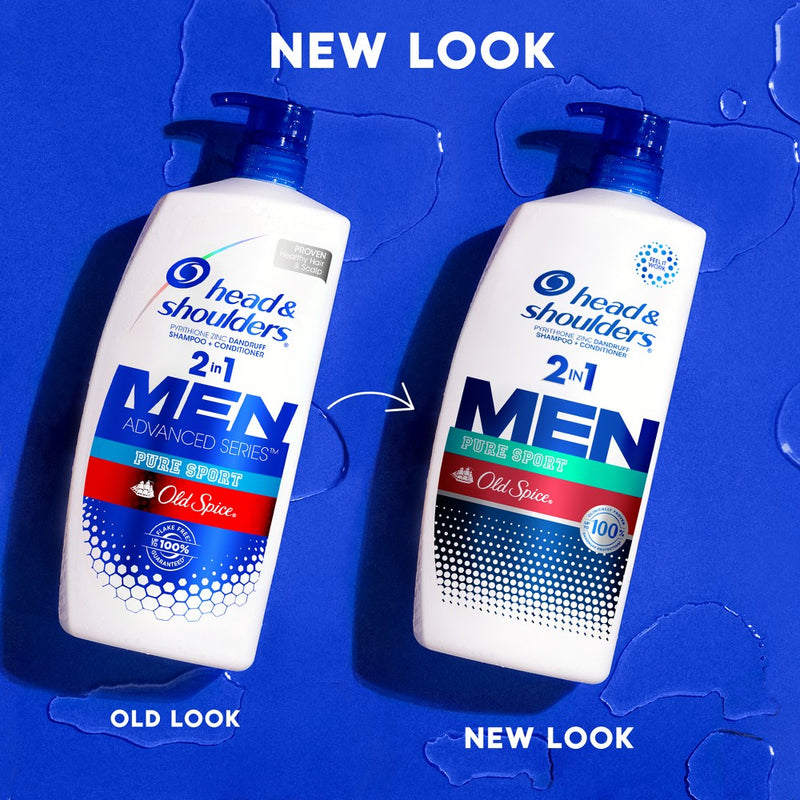 Head & Shoulders Men's 2-in-1 Shampoo and Conditioner, Anti-Dandruff Treatment, Old Spice Pure Sport for Daily Use, Paraben-Free - 28.2 fl oz