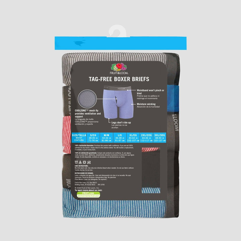 Fruit of the Loom Men's Cool Zone Boxer Briefs 5pk - Black/Blue/Orange L
