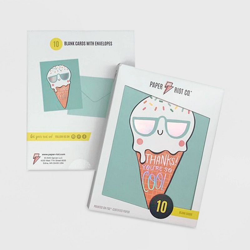 Paper Riot Co. 10ct 'Thanks! You're so Cool' Ice Cream Boxed Card Set
