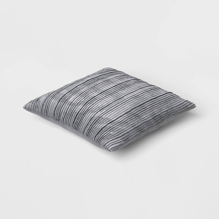 Geometric Patterned Pleated Satin with Metallic Embroidery Square Throw Pillow Blue/Gray - Threshold