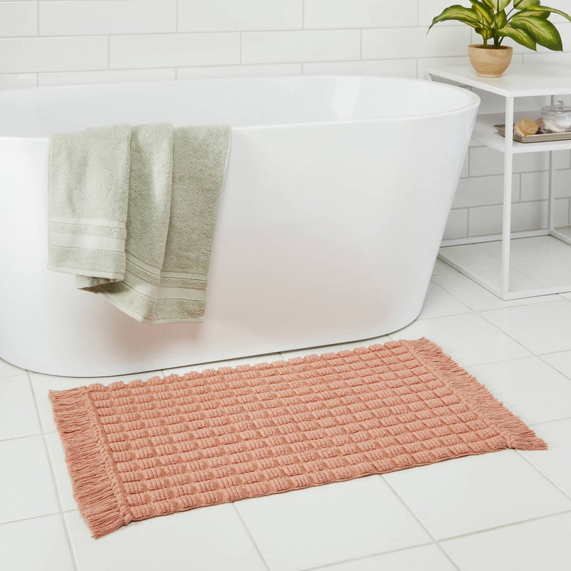 20"x32" Square Tufted Bath Rug Clay Pink - Threshold